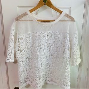 Loft | Mesh and Lace Tee